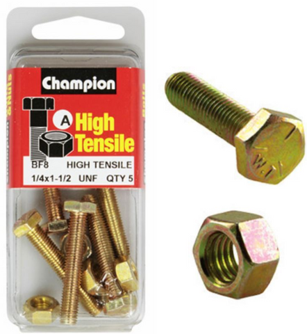 Champion Fully Threaded Set Screws and Nuts 1-1/2 x ¼ BF8