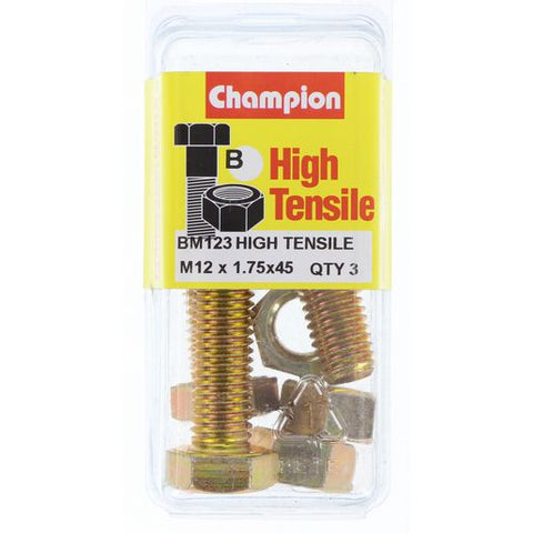 Champion Fully Threaded Set Screws and Nuts 12 x 45x 1.75 mm- BM123
