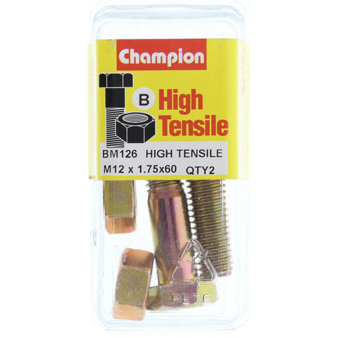 Champion Fully Threaded Set Screws and Nuts 12 x 60 x 1.75 mm- BM126