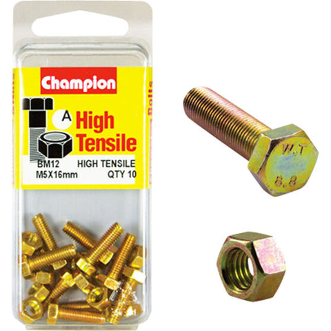 Champion Fully Threaded Set Screws & Nuts 5 x 16mm- BM12