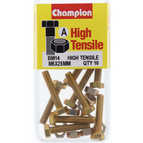 Champion Fully Threaded Set Screws and Nuts 5 x 25mm- BM14