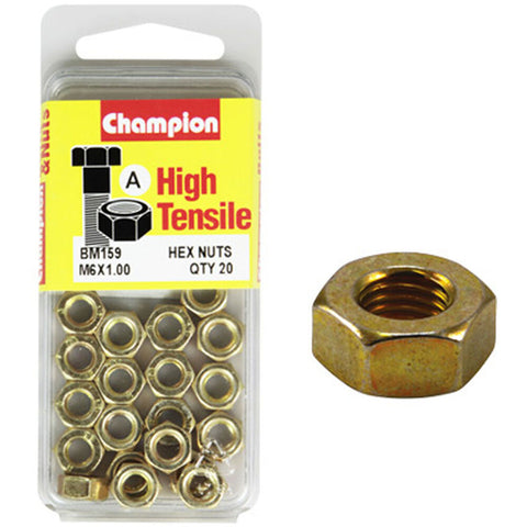 Champion Metric Hex Nuts 6 x .1.0mm- BM159