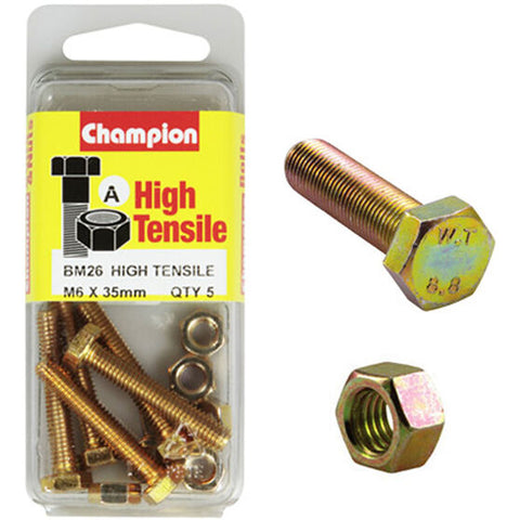 Champion Fully Threaded Set Screws and Nuts 6 x 35mm- BM26