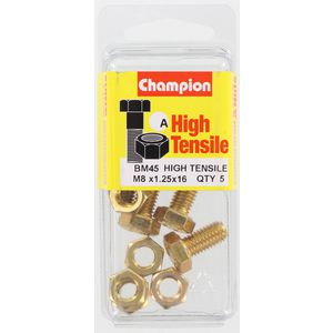 Champion Fully Threaded Set Screws and Nuts 8 x 16mm- BM45