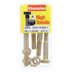 Champion Fully Threaded Set Screws and Nuts 8 x 50mm- BM57