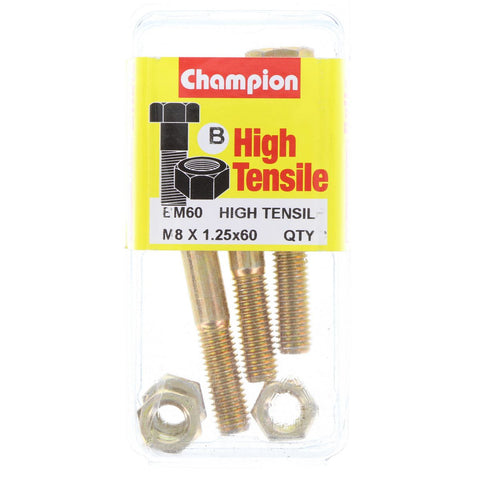 Champion Fully Threaded Set Screws and Nuts 8 x 60mm- BM60