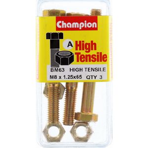 Champion Fully Threaded Set Screws and Nuts 8 x 65mm- BM63