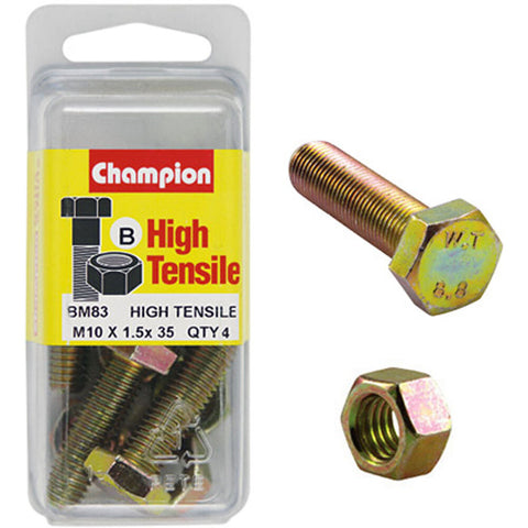 Champion Hex Set Screws and Nuts M10 x 35 mm- BM83