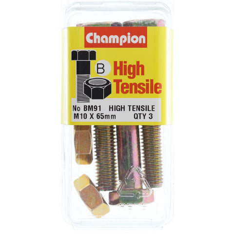 Champion Fully Threaded Set Screws and Nuts 10 x 65 mm- BM91