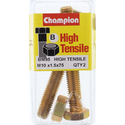 Champion Fully Threaded Set Screws and Nuts 10 x 75 mm- BM95