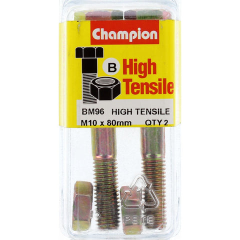 Champion Fully Threaded Set Screws and Nuts 10 x 80 mm- BM96