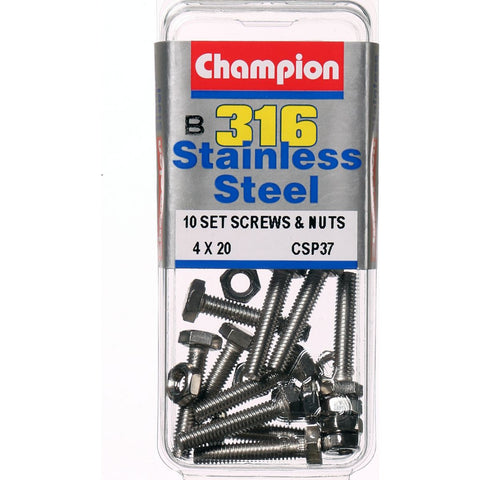 Champion Screws and Nut Set 4mm x 20mm  CSP37