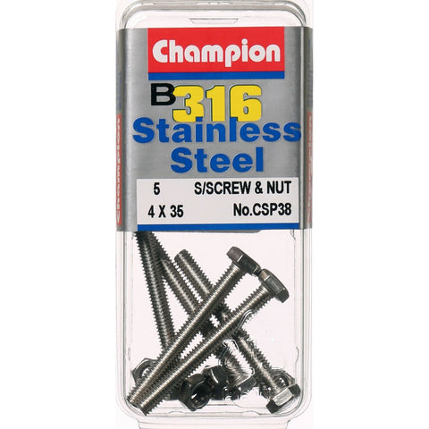Champion Screws and Nut Set 4mm x 35mm  CSP38