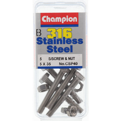 Champion Screws and Nut Set 5mm x 35mm  CSP40