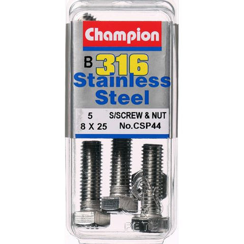 Champion Screws and Nut Set 8mm x 25mm  CSP44 Media 1 of 1
