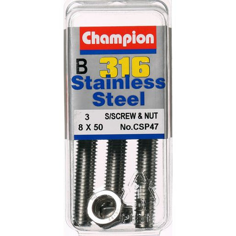Champion Screws and Nut Set 8mm x 50mm  CSP47