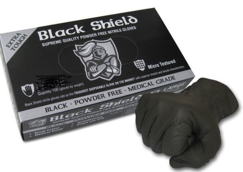 MAXISAFE Black Shield Heavy Duty Nitrile Powder Free Gloves GNB218-S