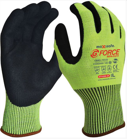 Maxisafe G-Force Hi-Vis Cut D Glove with Nitrile GTH238-07