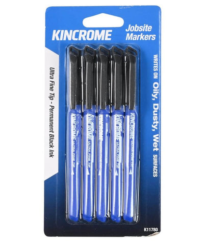 Kincrome Permanent Marker Ultra Fine Tip 5 Pack Black K11780