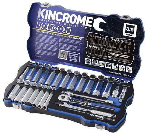 Kincrome LOK-ON Socket Set 45 Piece 3/8" Drive - Metric & Imperial K27013