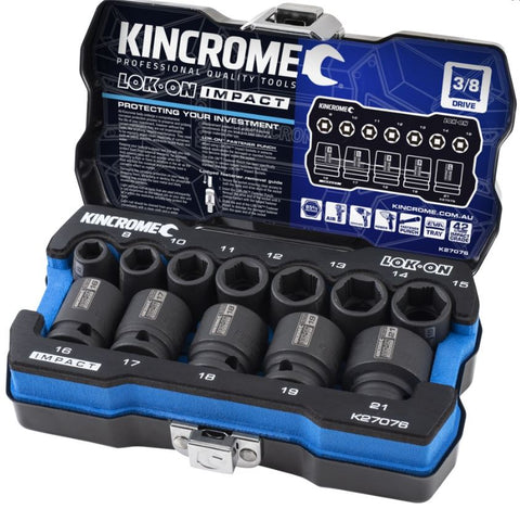 Kincrome LOK-ON Impact Socket Set 12 Piece 3/8" Drive – Metric K27076