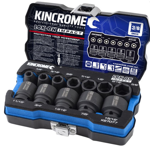 Kincrome LOK-ON Impact Socket Set 12 Piece 3/8" Drive – Imperial K27077