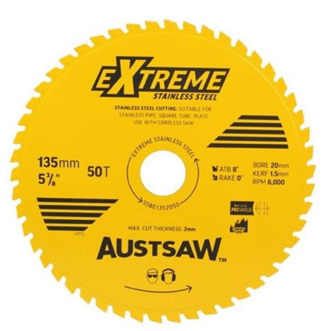 Austsaw Extreme Stainless Steel Blade 135mm x 20 x 50T SSBE1352050