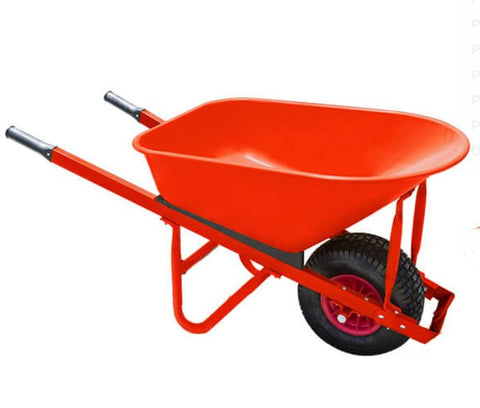 HD Steel Tray RED Wheelbarrow With Puncture Proof Plastic Wheel WBR306